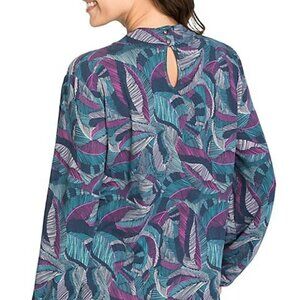 Olsen Comfy Code Abstract-Print Keyhole Top, Size 16